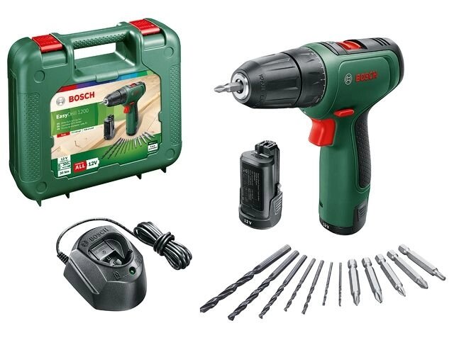 Аккум. дрель-шуруповерт BOSCH EasyDrill 1200 в чем. + набор сверл и бит (12.0 В, 2 акк., 1.5 А/ч Li-Ion, 2 скор., 30 от компании ООО "ИнструментЛюкс" - фото 1