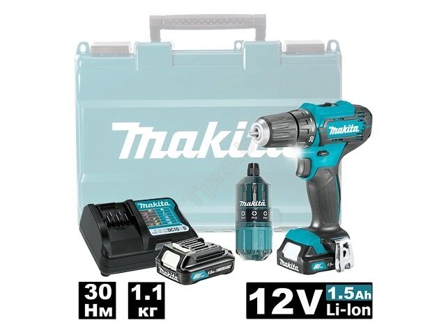 Аккум. дрель-шуруповерт MAKITA CXT DF 333 DWAE в чем. + набор бит (12.0 В, 2 акк., 2.0 А/ч Li-Ion, 2 скор., 30 Нм, от компании ООО "ИнструментЛюкс" - фото 1