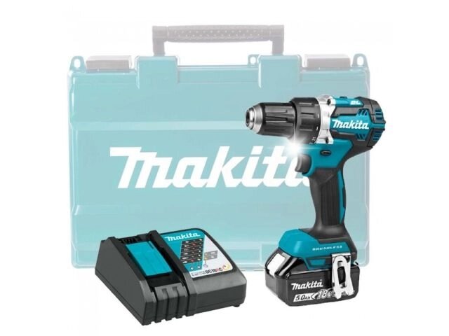 Аккум. дрель-шуруповерт MAKITA LXT DDF484RT в кейсе (18.0 В, 1 акк., 5.0 А/ч Li-Ion, 2 скор., 54 Нм, шурупы до 13 мм) от компании ООО "ИнструментЛюкс" - фото 1