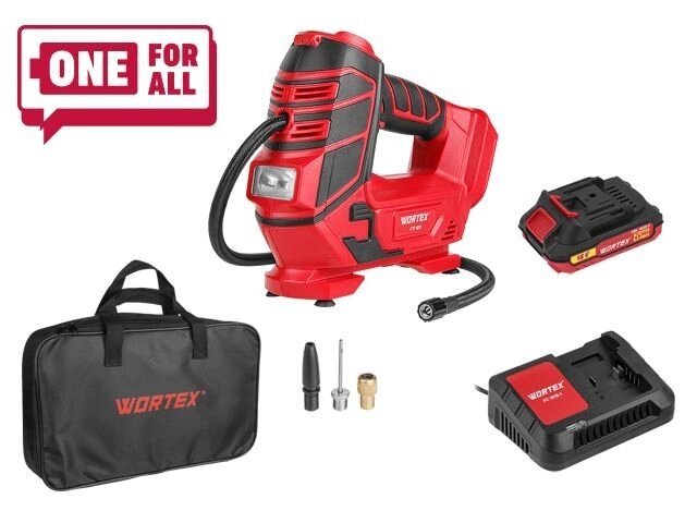 Аккум. компрессор WORTEX CTI 1811 в кор. ALL1 XLT SET 18 В, 11 бар, 12 л/мин, 1х2 А*ч, зу (18В/ 160 PSI / 11 бар / 1100 от компании ООО "ИнструментЛюкс" - фото 1