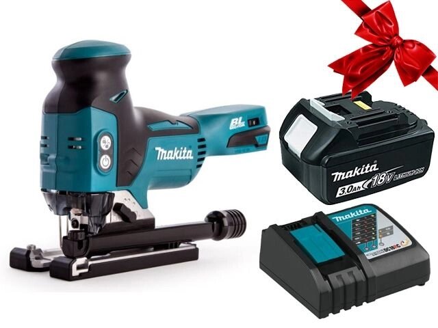 Аккум. лобзик MAKITA LXT DJV 181 Z в кор. + АКЦИЯ (BL1830B + DC18RC) (18.0 В, 1 акк. 3.0 А/ч, Li-Ion, пропил до 135 мм) от компании ООО "ИнструментЛюкс" - фото 1