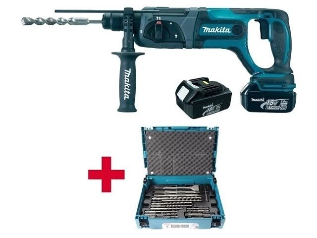 Аккум. перфоратор MAKITA LXT DHR 241 RFE в чем. + Набор насадок MAKITA 17 шт. (B-53877) (18.0 В, 2 акк., 3.0 А/ч от компании ООО "ИнструментЛюкс" - фото 1