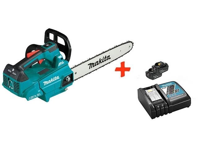 Аккум. пила цепная MAKITA DUC 356 Z шина 35 см (14"), 3/8,1.1 мм + АКЦИЯ (2 аккумулятора и зарядное) (18+18 В, набор от компании ООО "ИнструментЛюкс" - фото 1