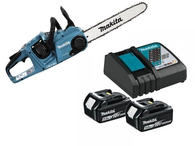 Аккум. пила цепная MAKITA LXT DUC 353 Z шина 35 см (14"), 3/8, 1.1 мм + АКЦИЯ (2 аккумулятора и ЗУ) (18+18 В. В наборе от компании ООО "ИнструментЛюкс" - фото 1