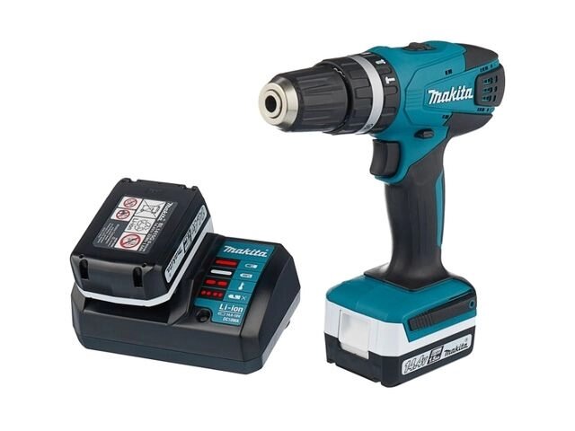 Аккум. ударная дрель-шуруповерт MAKITA HP 347 DWE в чем. (14.4 В, 2 акк., 1.5 А/ч Li-Ion, 2 скор., 30 Нм, шурупы до 13 от компании ООО "ИнструментЛюкс" - фото 1