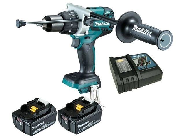 Аккум. ударная дрель-шуруповерт MAKITA LXT DHP 481 RTE в чем. (18.0 В, 2 акк., 5.0 А/ч Li-Ion, 2 скор., 115 Нм, шурупы от компании ООО "ИнструментЛюкс" - фото 1