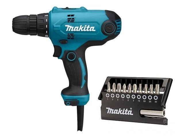 Дрель-шуруповерт MAKITA DF 0300 в кор. + набор бит (11 шт.) (320.0 В, 2 скор., 56 Нм, 1500/450 об/мин) от компании ООО "ИнструментЛюкс" - фото 1