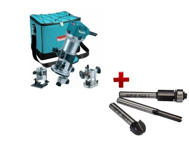 Фрезер кромочный MAKITA RT 0700 CX2 + аксессуары + АКЦИЯ Набор фрез 3 шт. D-70459 (710 Вт, цанга 8 мм, 30000 об/мин, от компании ООО "ИнструментЛюкс" - фото 1