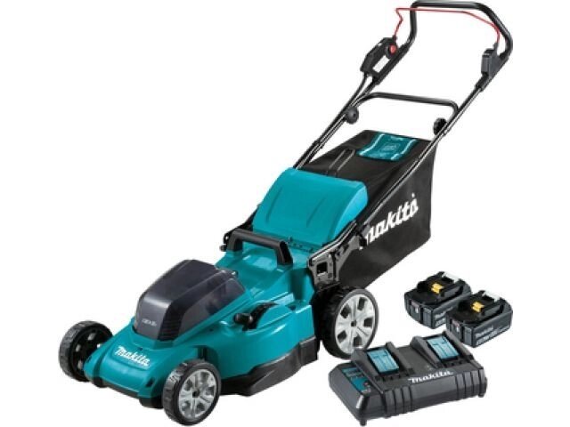 Газонокосилка аккумуляторная MAKITA DLM480CT2 (36.0 В, 2 акк., 5.0 А/ч, Li-Ion, шир. 480 мм, выс. 20-100 мм, пластм. от компании ООО "ИнструментЛюкс" - фото 1