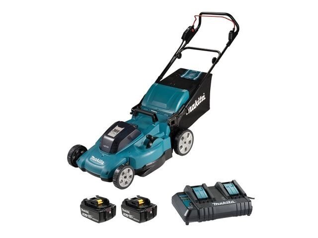 Газонокосилка аккумуляторная MAKITA DLM538CT2 (18.0 В, 2 акк., 5.0 А/ч, Li-Ion, шир. 500 мм, выс. 20-100 мм, пластм. от компании ООО "ИнструментЛюкс" - фото 1