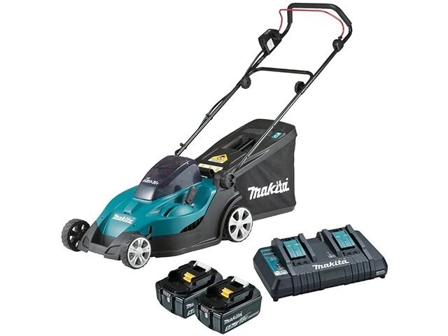 Газонокосилка аккумуляторная MAKITA LXT DLM 431 PT2 (18.0 В, 2 акк., 5.0 А/ч, Li-Ion, шир. 430 мм, выс. 20-75 мм, от компании ООО "ИнструментЛюкс" - фото 1