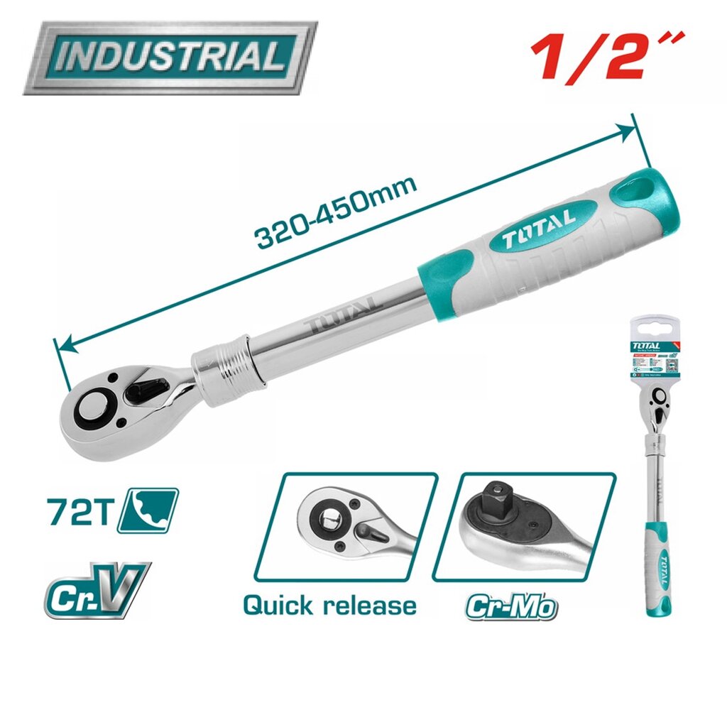 Ключ-трещотка телескопическая 1/2 " TOTAL THT106128L от компании ООО "ИнструментЛюкс" - фото 1