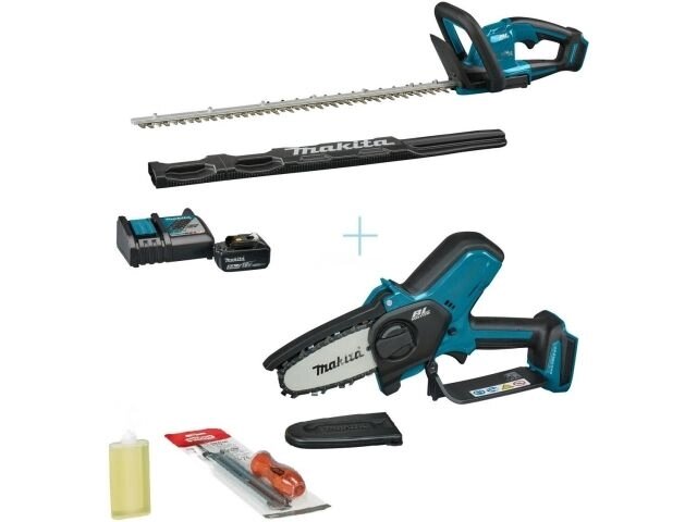 Комплект аккум. кусторез MAKITA DUH 606 RT + аккум. цепная пила DUC101Z (18.0 В, 1 акк., 5.0 А/ч, Li-Ion, длина ножа от компании ООО "ИнструментЛюкс" - фото 1