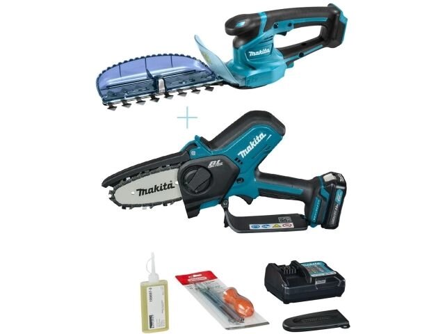 Комплект аккум. кусторез MAKITA UH 201 DZ + аккум. цепная пила UC100DWA (12.0 В, БЕЗ АККУМУЛЯТОРА, длина ножа 200 мм, от компании ООО "ИнструментЛюкс" - фото 1