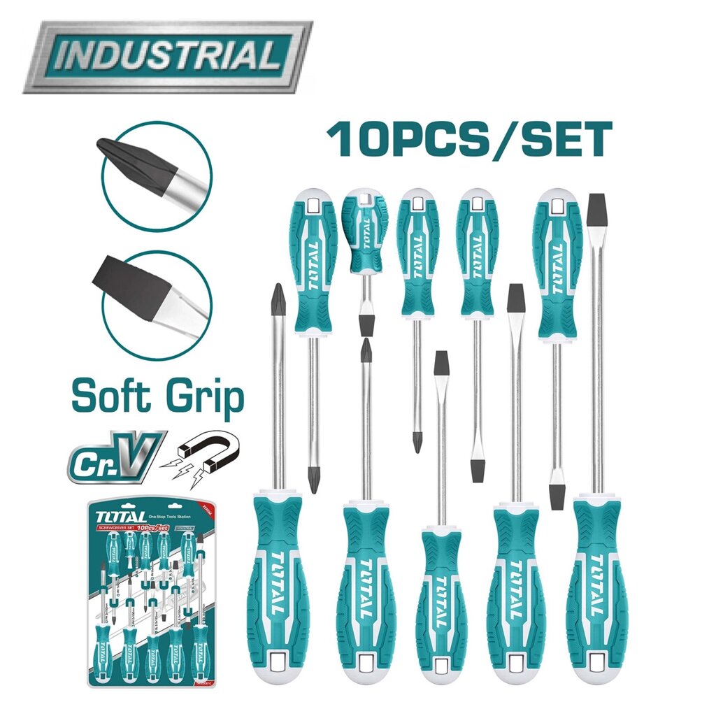 Набор отверток TOTAL THT250610 (10 шт) от компании ООО "ИнструментЛюкс" - фото 1