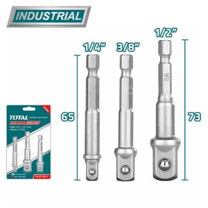 Набор переходников шестигранник 1/4 на квадрат TOTAL (3 шт) TAC273651