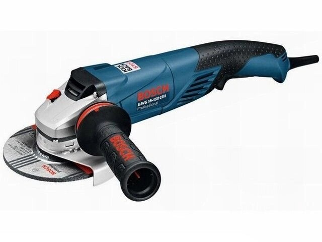 Одноручная углошлифмашина BOSCH GWS 15-150 CIH в кор. (1500 Вт, диск 150х22 мм, вибро, плавный пуск, без регул. об.) от компании ООО "ИнструментЛюкс" - фото 1