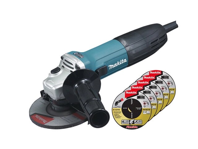 Одноручная углошлифмашина MAKITA GA 5030 X3 в кор. + 5 отрезных кругов (720 Вт, диск 125х22 мм, без регул. об.) от компании ООО "ИнструментЛюкс" - фото 1