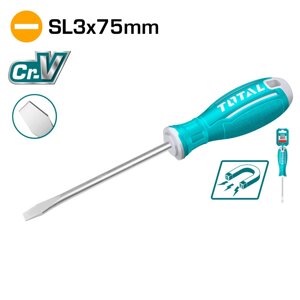 Отвертка шлицевая SL3 75мм TOTAL tsdrssl3075