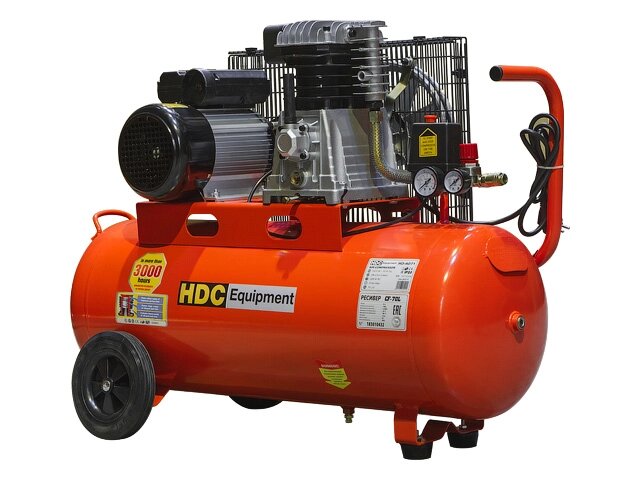 Компрессор HDC HD-A071 (396 л/мин, 10 атм, поршневой, масляный, ресив. 70 л, 220 В, 2.20 кВт) - акции