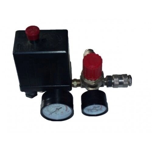 Прессостат продольный с регулятором давления и быстросъемами для компрессора 8атм (220В) - доставка