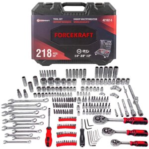 Набор инструментов 218пр. 1/4'',3/8'',1/2''(6гр.)(4-32мм) FORCEKRAFT FK-42182-5