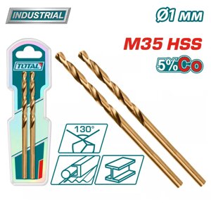 Сверло по металлу M35 HSS-CO 1мм TOTAL TAC11201001(2 шт)