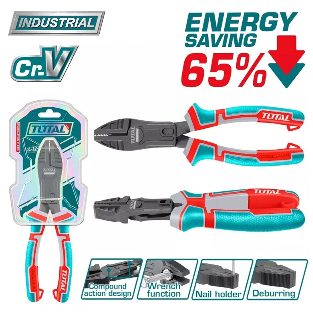 Плоскогубцы комбинированные 180 мм TOTAL THTC510706 от компании ООО "ИнструментЛюкс" - фото 1