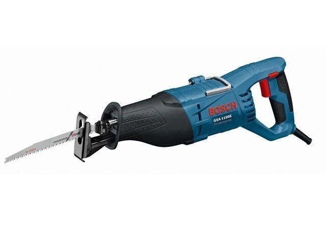 Сабельная пила BOSCH GSA 1100 E в чем. + 2 пильных полотна (1100 Вт, дерево до 230 мм, металл до 20 мм) от компании ООО "ИнструментЛюкс" - фото 1