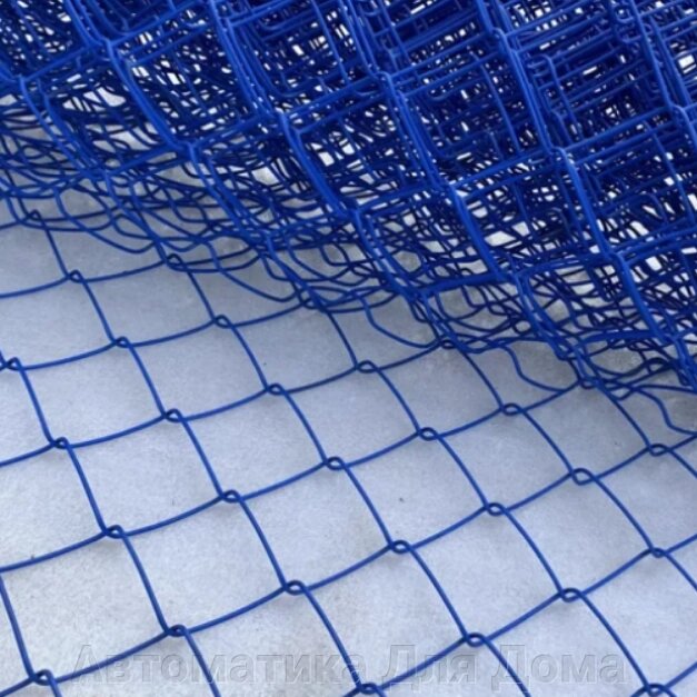 Cетка рабица в ПВХ синего цвета высота 1.5м рулон 10 метров от компании Автоматика Для Дома - фото 1