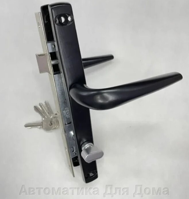 Комплект замка (фурнитуры) с сердцевиной ключ-барашек для калитки цвет-черный от компании Автоматика Для Дома - фото 1