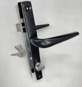 Комплект замка (фурнитуры) с сердцевиной ключ-барашек для калитки цвет-черный