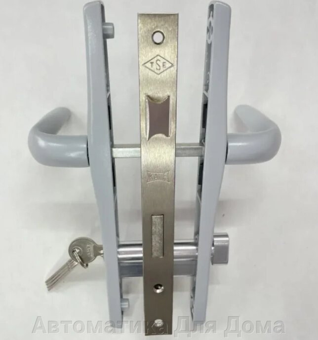 Комплект замка (фурнитуры) с сердцевиной ключ-барашек для калитки цвет-серый от компании Автоматика Для Дома - фото 1