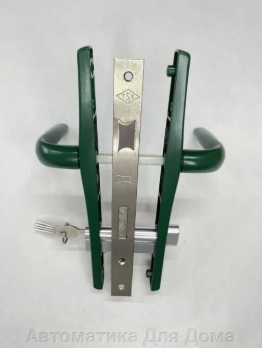 Комплект замка (фурнитуры) с сердцевиной ключ-барашек для калитки цвет-зеленый от компании Автоматика Для Дома - фото 1