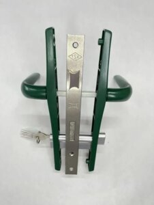 Комплект замка (фурнитуры) с сердцевиной ключ-барашек для калитки цвет-зеленый
