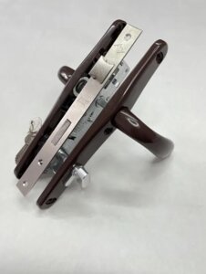 Комплект замка в калитку 36/85, сердцевина ключ-барашек, цвет-Шоколадно-коричневый - RAL8017