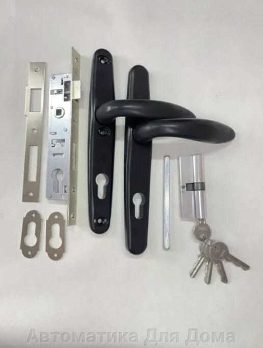 Комплект замка в калитку (полный комплект) - ручки 36/85, сердцевина ключ-ключ цвет-черный от компании Автоматика Для Дома - фото 1