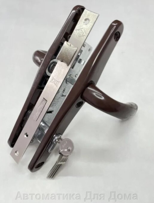 Комплект замка в калитку (полный комплект) - ручки 36/85, сердцевина ключ-ключ цвет-коричневый от компании Автоматика Для Дома - фото 1