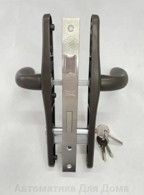 Комплект замка в калитку (полный комплект) - ручки 36/85, сердцевина ключ-ключ цвет-серо-коричневый от компании Автоматика Для Дома - фото 1