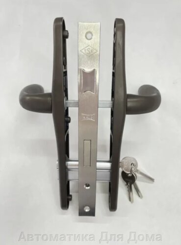 Комплект замка в калитку (полный комплект) - ручки 36/85, сердцевина ключ-ключ цвет-серо-коричневый