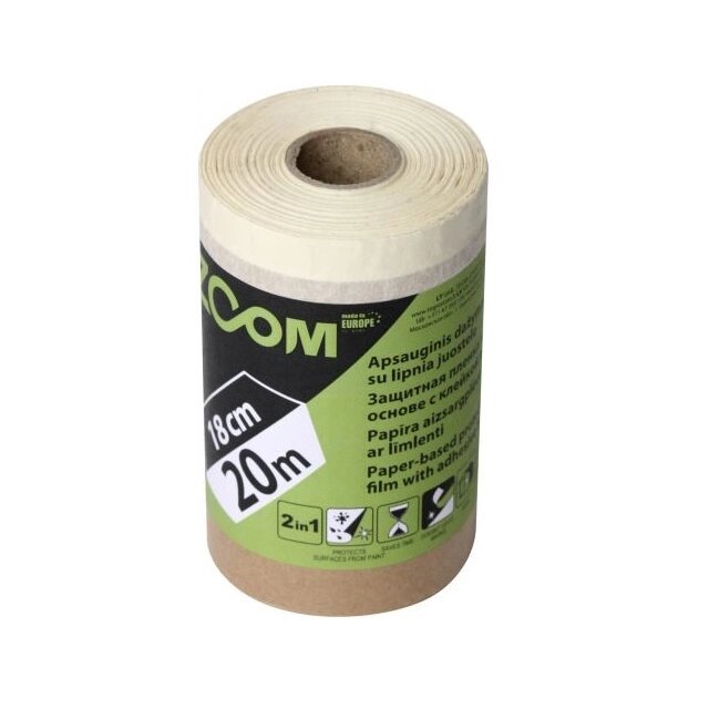 Бумага защитная с малярной лентой 18смх20м ZOOM (защитная бумага+клейкая лента) от компании Интернет-магазин «Hutki. by» - фото 1