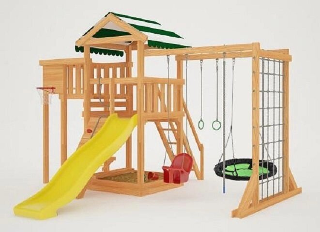 Детская спортивная площадка для дачи Савушка Мастер 4 качели гнездо от компании Интернет-магазин «Hutki. by» - фото 1