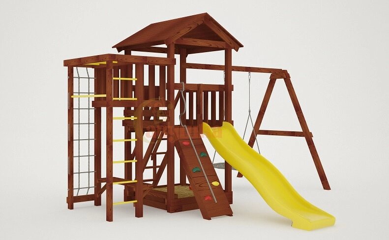 Детский спортивный комплекс для дачи Савушка Мастер 3 качели Гнездо Махагон ##от компании## Интернет-магазин «Hutki. by» - ##фото## 1
