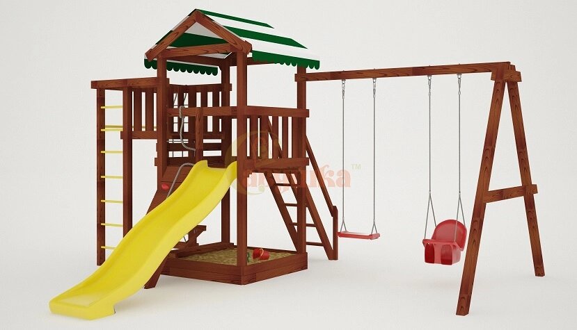 Детский спортивный комплекс для дачи Савушка Мастер 3 Махагон от компании Интернет-магазин «Hutki. by» - фото 1