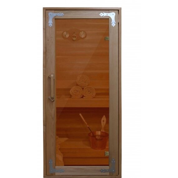 Дверь для бани 700х1800 ComfortProm деревянная со стеклом бронза прозрачная от компании Интернет-магазин «Hutki. by» - фото 1