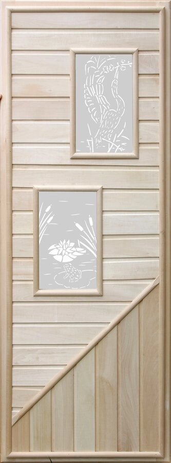 Дверь для сауны Doorwood Вагонка 2 стекла прямоугольных, коробка липа (Россия) от компании Интернет-магазин «Hutki. by» - фото 1