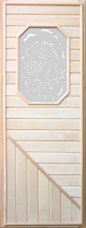 Дверь для сауны Doorwood Вагонка с восьмиугольным стеклом, коробка липа (Россия) от компании Интернет-магазин «Hutki. by» - фото 1
