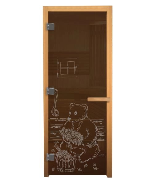 Дверь стеклянная Бронза Матовая Мишка 1900х700мм (8мм) левая от компании Интернет-магазин «Hutki. by» - фото 1
