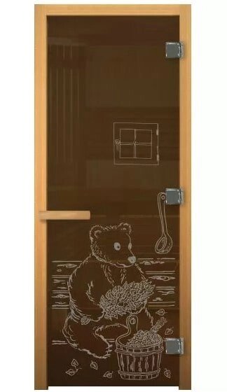 Дверь стеклянная Бронза Мишка 1900х700мм (8мм) правая от компании Интернет-магазин «Hutki. by» - фото 1
