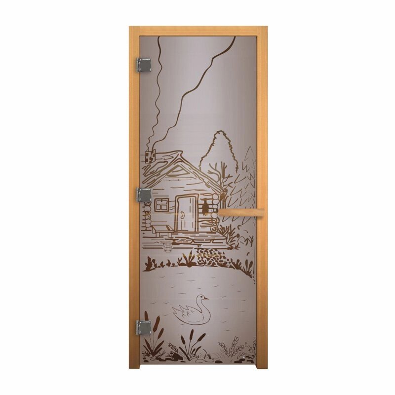Дверь стеклянная Сатин Матовая Банька 1900х700мм (8мм) левая от компании Интернет-магазин «Hutki. by» - фото 1